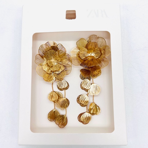 ZARA Dangling Floral Earrings NWT - Picture 1 of 3